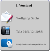 1. Vorstand   Wolfgang Sachs   Tel.: 0151/12430551   1-Vs@chorfreunde-sangundklang.de